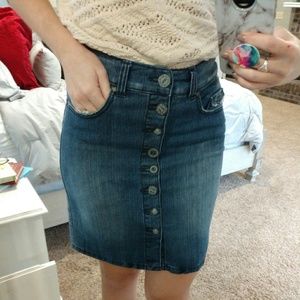 Blue Epic denim button skirt